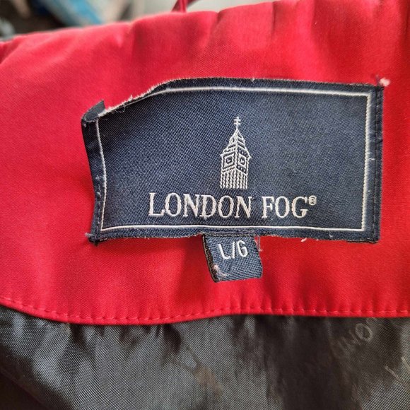 London Fog Lined Black Trench Coat Size Large - Picture 7 of 7